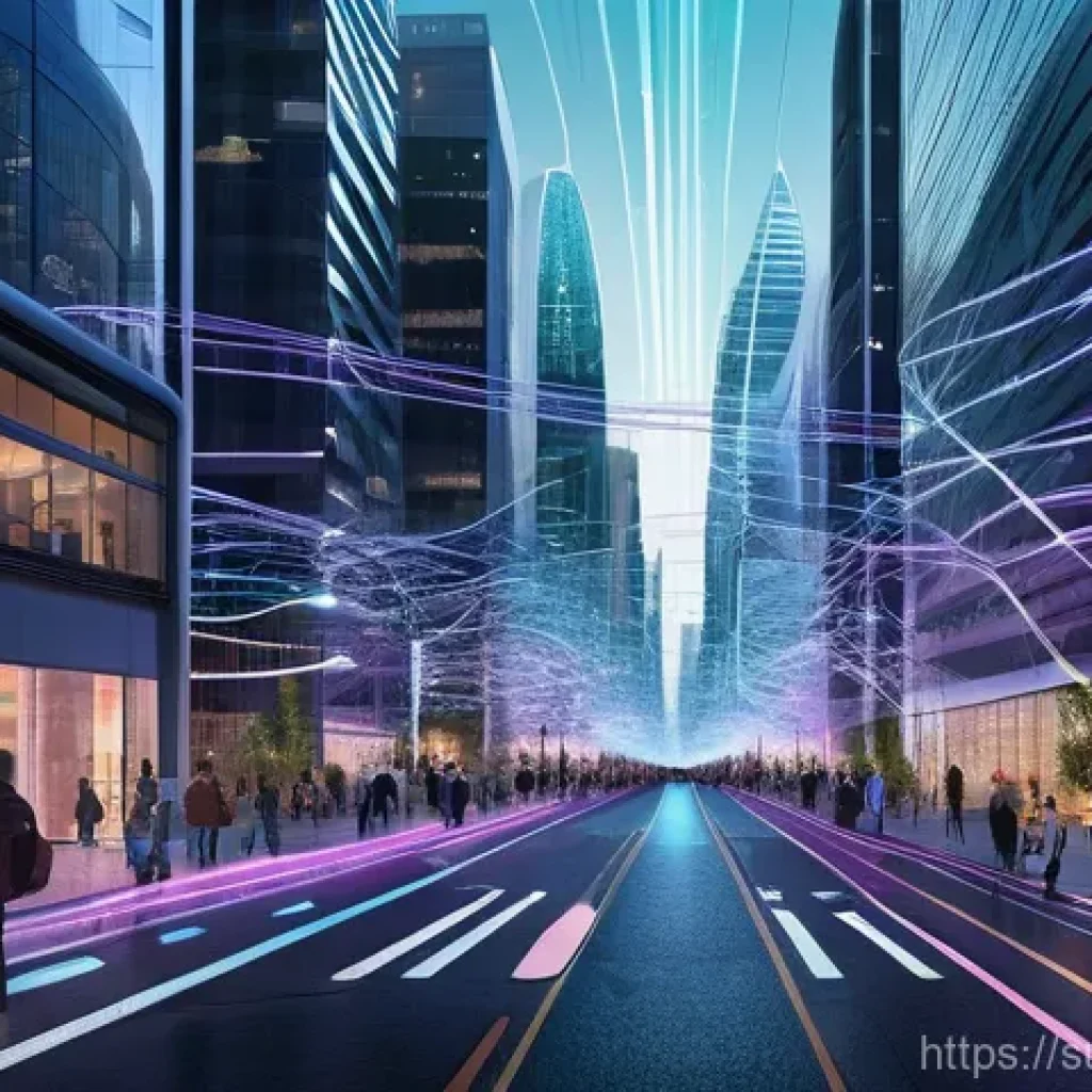 AI 추천 시스템의 데이터 수집 방법 - **Prompt:** A vibrant, futuristic scene depicting a benevolent AI system in the form of glowing, int...